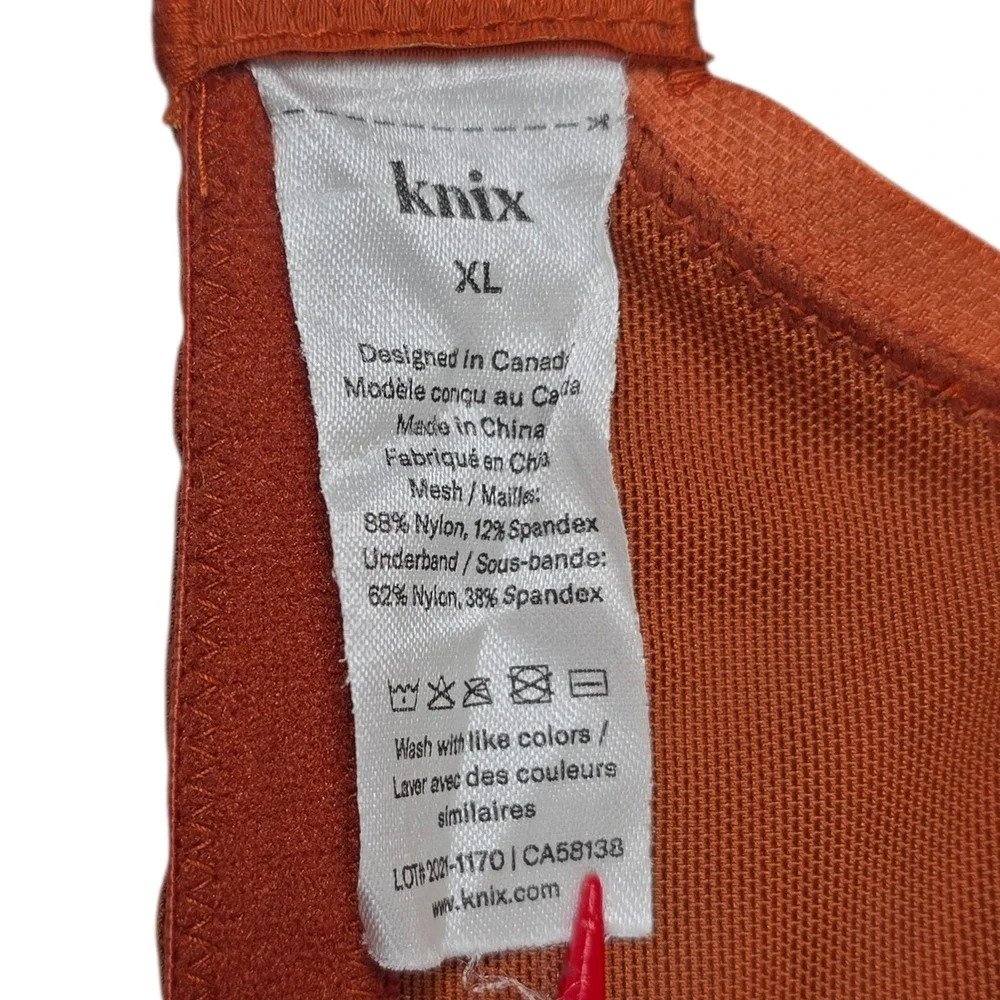 Knix Wireless Bra Rust Orange Mesh Triangle Cups Adjustable Straps XL‎